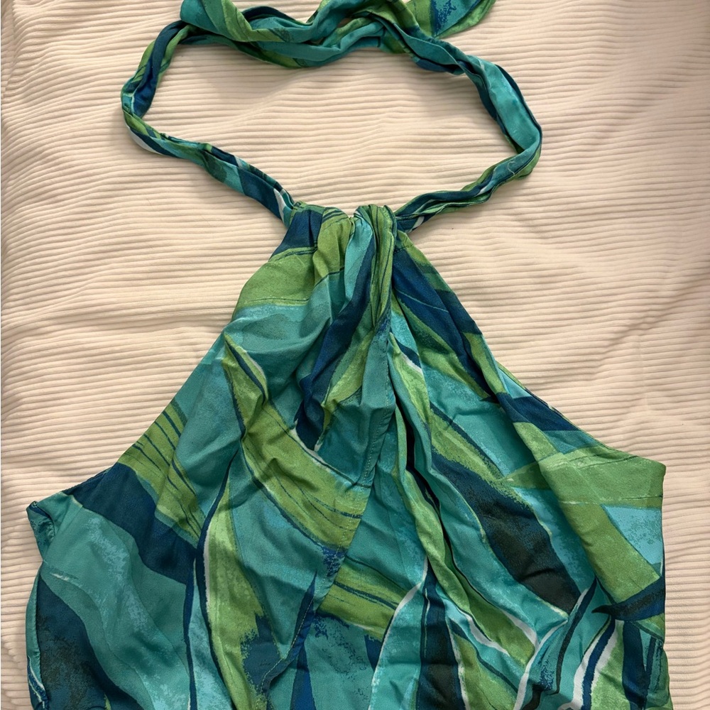Tropical Green Tie Top